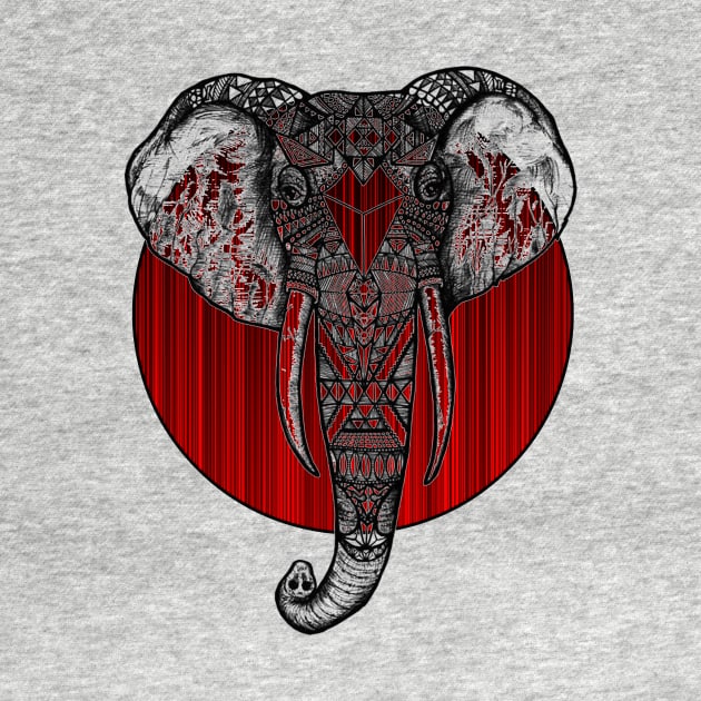 Red Stripes Elephant by StylishTayla